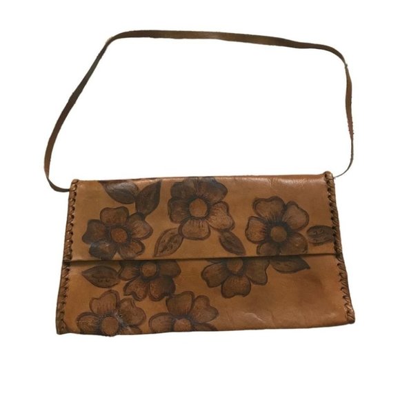 Vintage Hand Tooled  Leather Purse - Picture 1 of 13